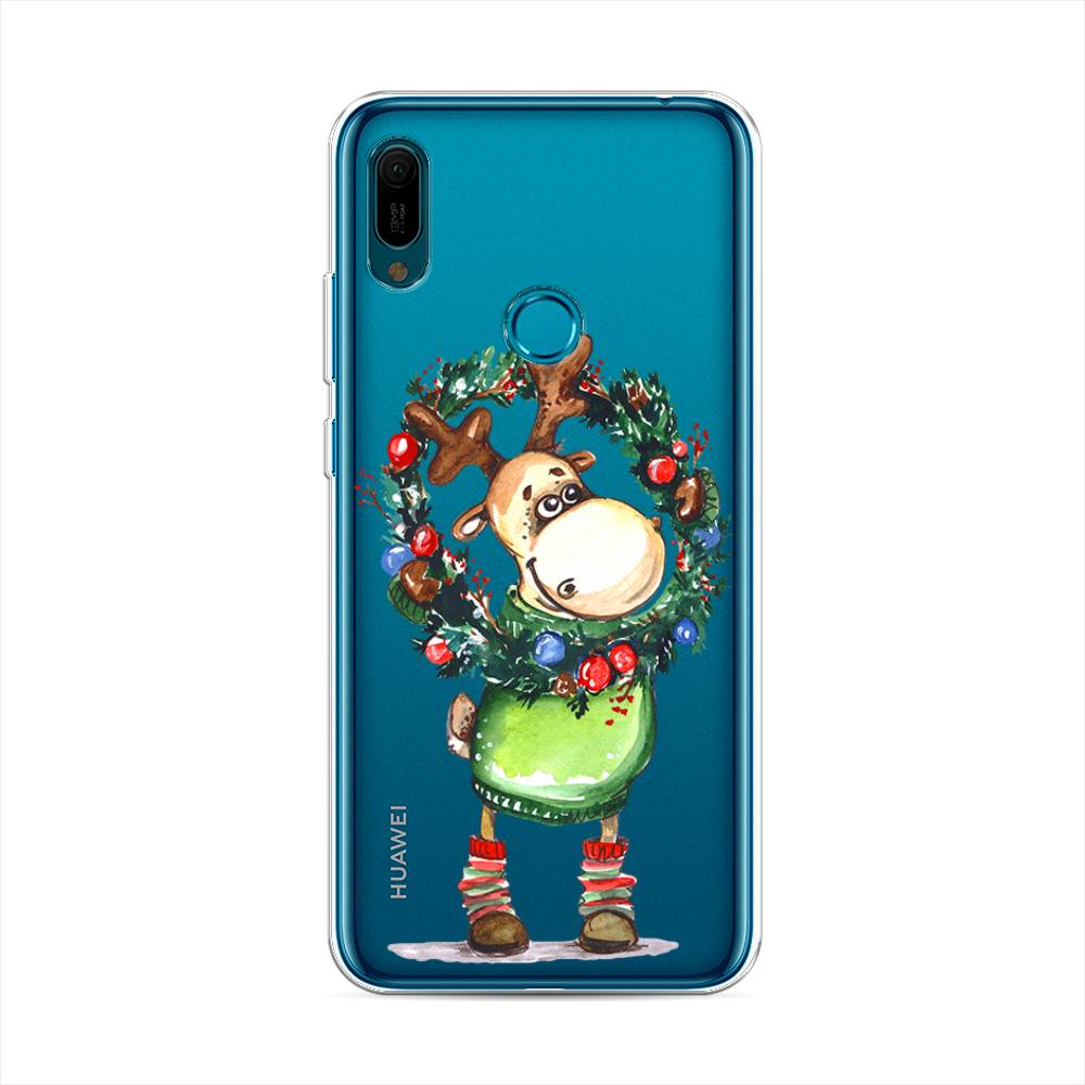 

Чехол на Huawei Y6 2019 "Олень с новогодним венком", 68650-4