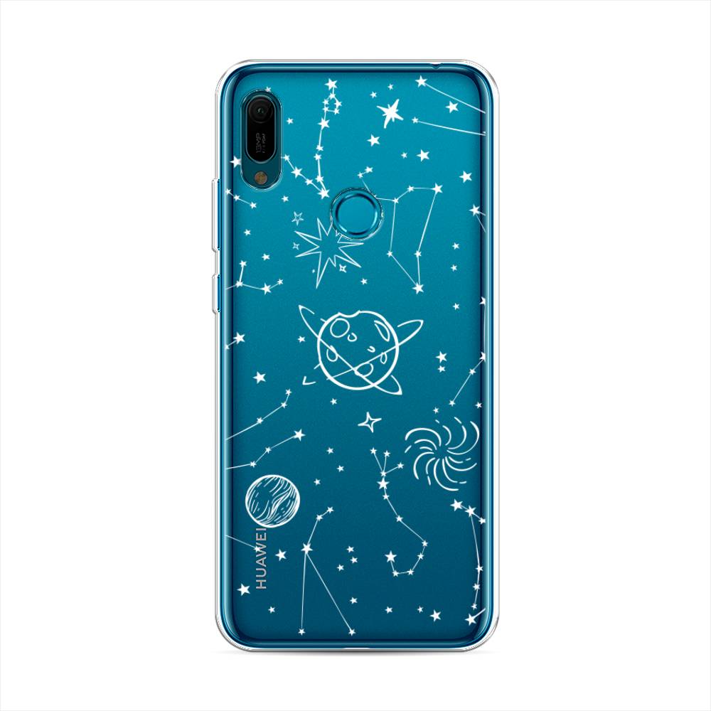 

Чехол на Huawei Y6 2019 "Планеты в космосе", Белый, 68650-2