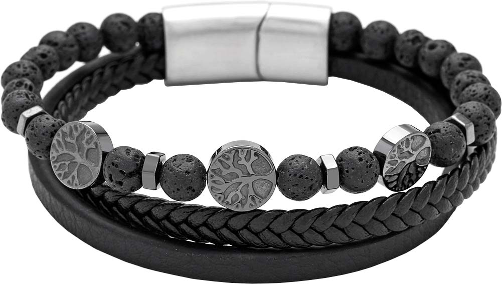 

Браслет из натуральной кожи/стали р. 20,5 TecArt L547703B, лава, L547703B