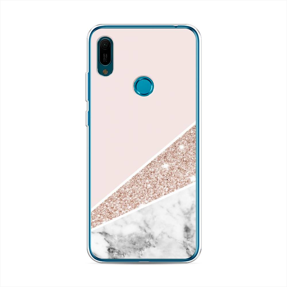 

Чехол на Huawei Y6 2019 "Блестящий розовый мрамор", 68650-3