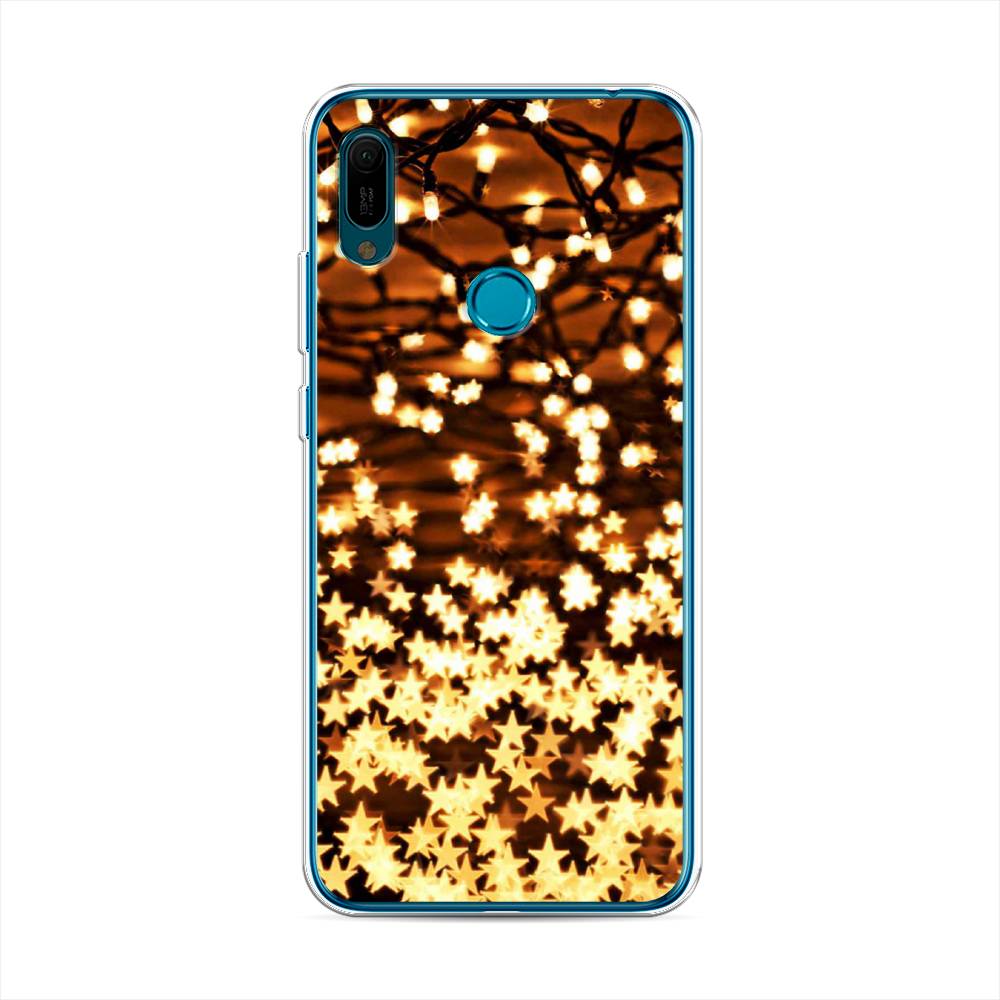 

Чехол на Huawei Y6 2019 "Новогодняя гирлянда", Золотистый, 68650-5