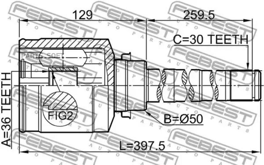 

Шрус Внутр Правый Mitsubishi Outlander Cw# 2006-2012 0411-Cw6Wrh