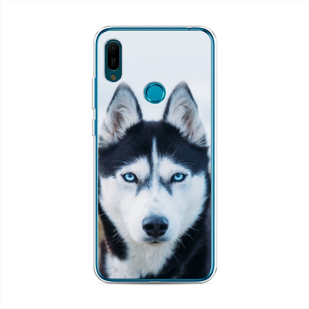 

Чехол на Huawei Y6 2019 "Хаски 2", Синий;белый, 68650-1