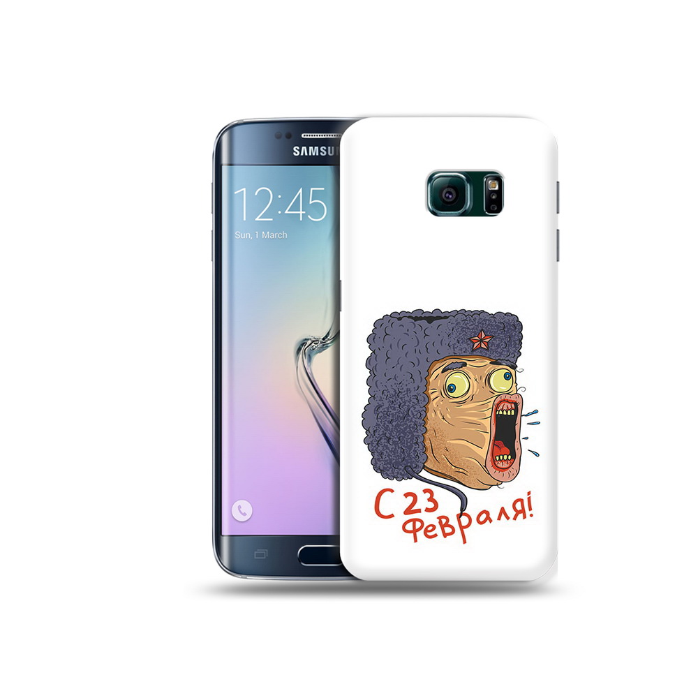 

Чехол MyPads Tocco для Samsung Galaxy S6 Edge 23 февраля смешная эмоция, Прозрачный, Tocco