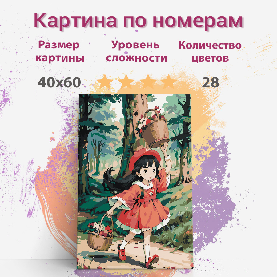 Картина по номерам Раскрасим сами Красная шапочка Anime11 холст 40х60