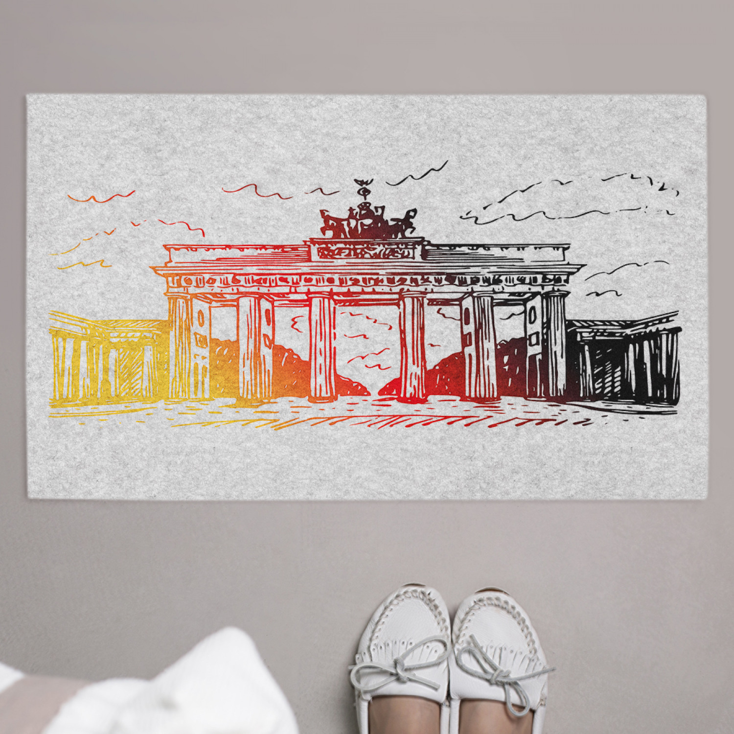фото Придверный коврик joyarty "бранденбургские ворота скетч" резиновая основа 75x45 см