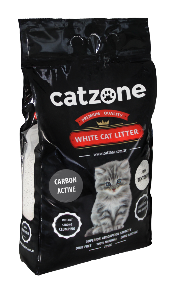 Комкующийся наполнитель для кошек Catzone Active Carbon бентонитовый, 10 кг, 30 л