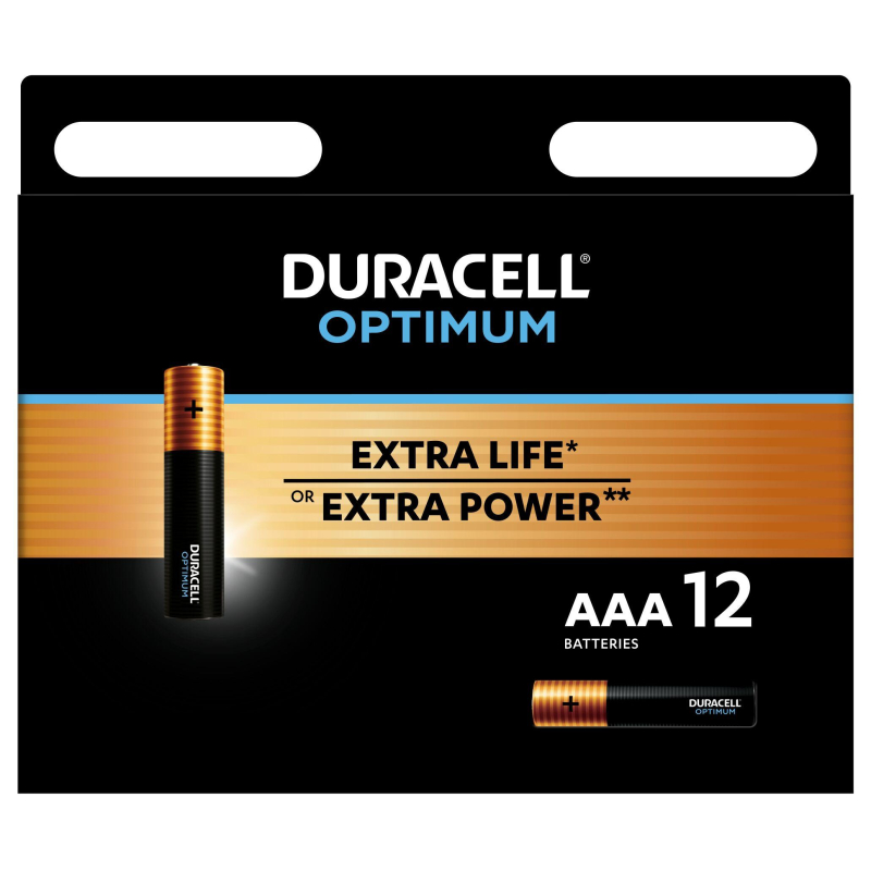 Батарейки Duracell Optimum LR03-12BL(5014074)ААА/алкалиновые/1.5v/12 шт./уп