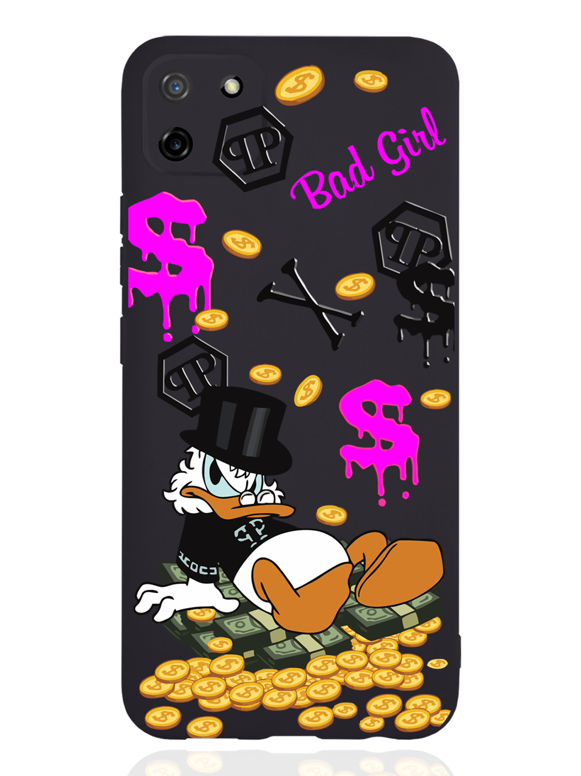 

Чехол MustHaveCase RealMe C11 Богатая Утка Bad Girl, Черный;розовый, RealMe C11 Богатая Утка Bad Girl