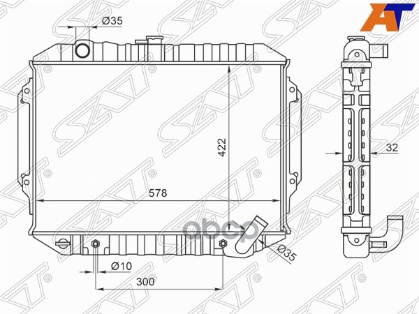 

Радиатор Mitsubishi Pajero 4d56t/4g64 2.4/2.5 91-99 At Sat арт. ST-10-0034