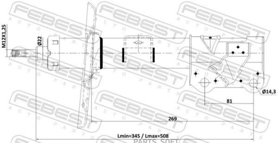 

Амортизатор Передний Правый Gas.Twin Tube Febest арт. 02110-014FR