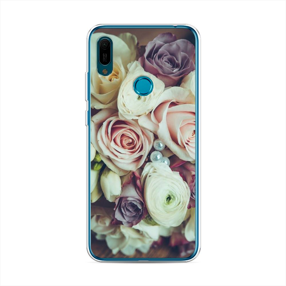 

Чехол на Huawei Y6 2019 "Свадебный букет", Белый;фиолетовый, 68650-2