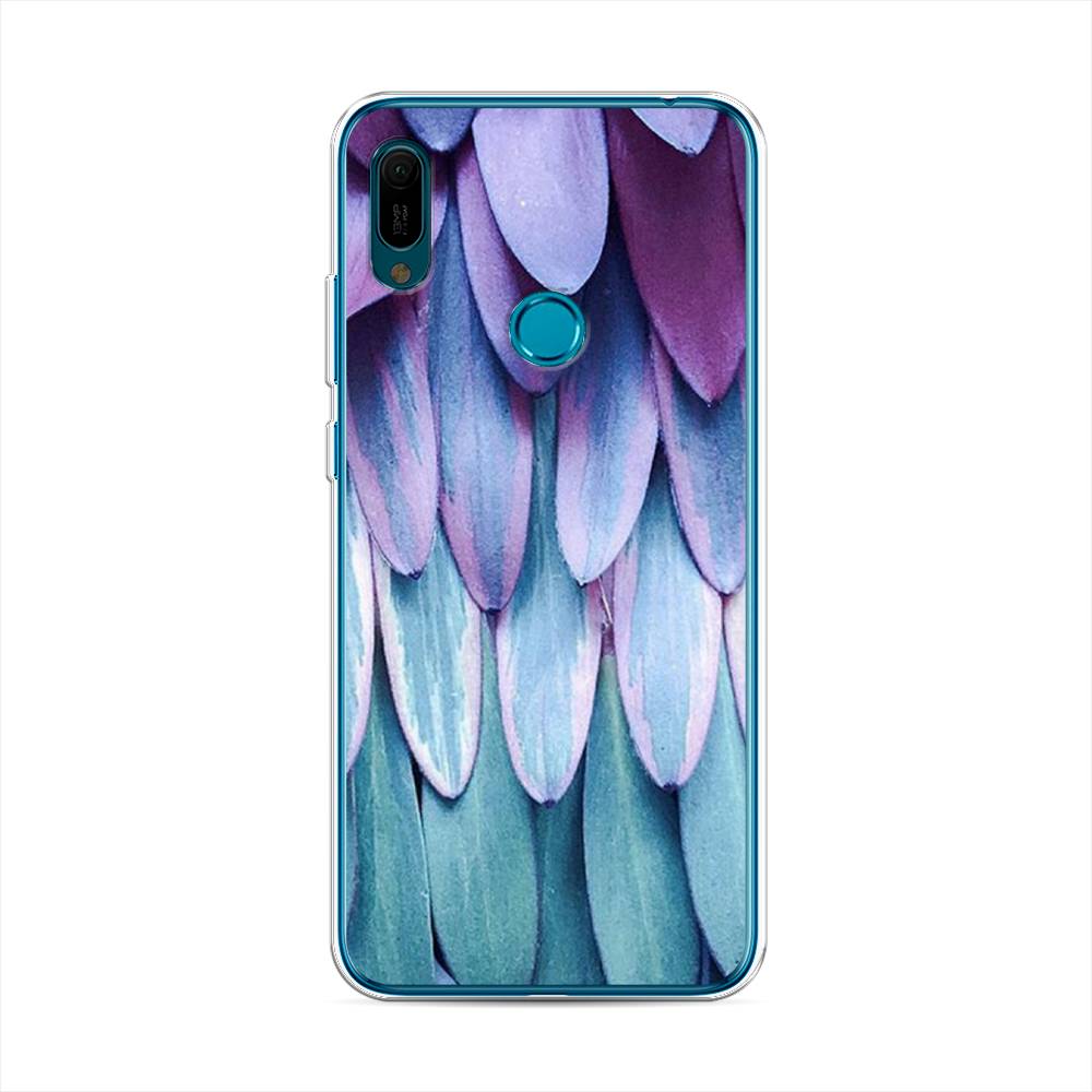 

Чехол на Huawei Y6 2019 "Синее перо", Фиолетовый;голубой, 68650-3