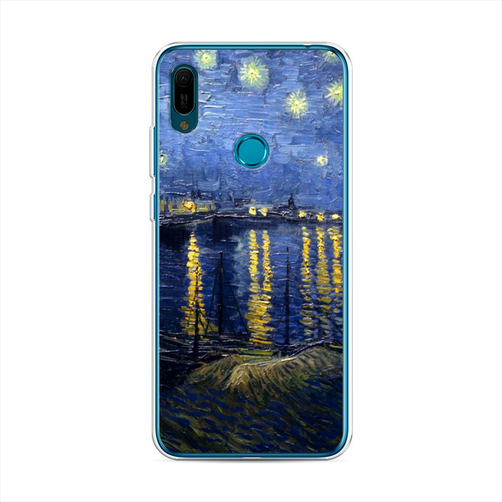 

Чехол на Huawei Y6 2019 "Звездная ночь над Роной", Синий;желтый, 68650-4