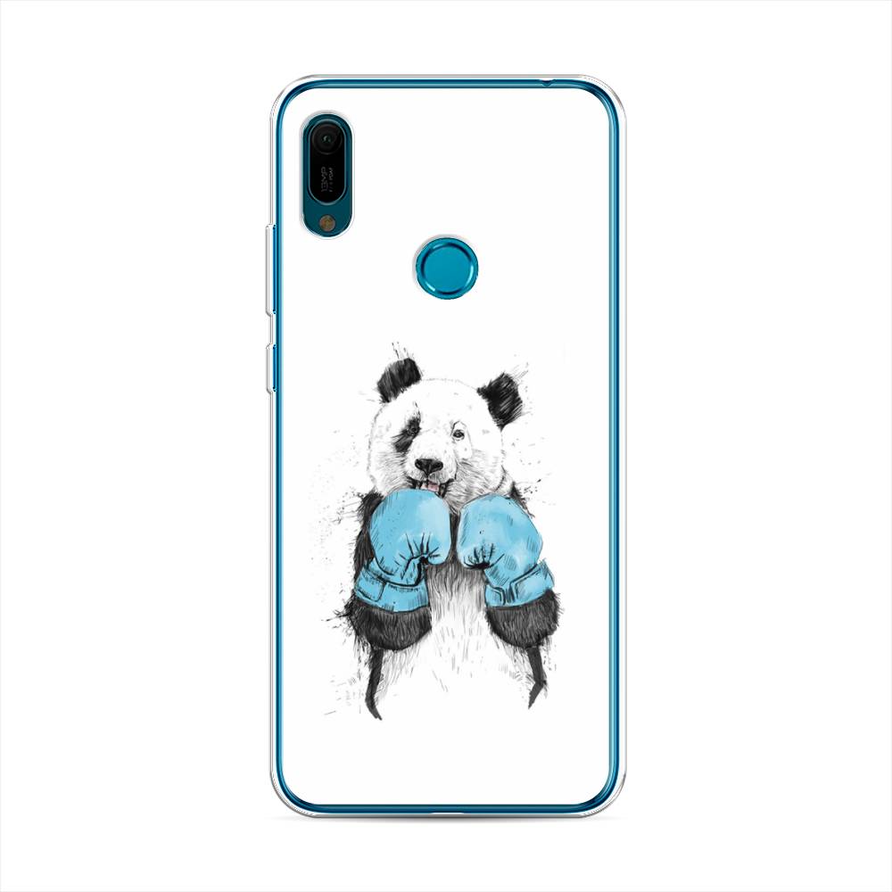 

Чехол на Huawei Y6 2019 "Панда боксер", Голубой;белый;серый, 68650-1