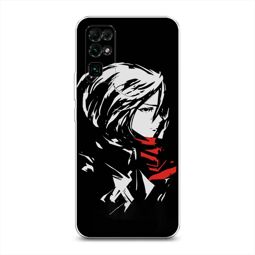 

Чехол на Honor 30 "Микаса минимализм", Черный;серый;красный, 612150-4