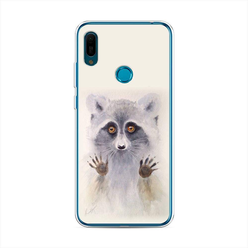 

Чехол на Huawei Y6 2019 "Енот за стеклом", Бежевый;серый, 68650-4