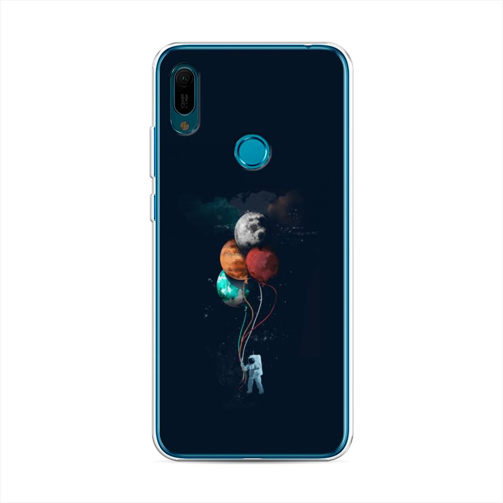 

Чехол на Huawei Y6 2019 "Космонавт с шариками", Разноцветный, 68650-4