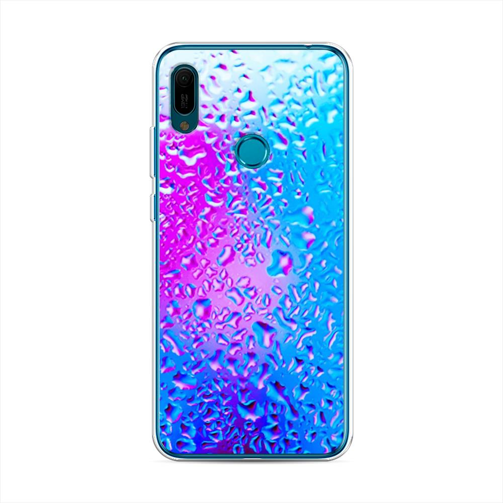 

Чехол на Huawei Y6 2019 "Капли на стекле", Голубой;розовый, 68650-3