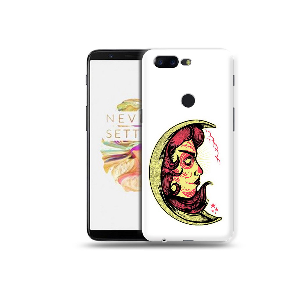 

Чехол MyPads Tocco для OnePlus 5T желтый полумесяц с лицом девушки, Прозрачный, Tocco
