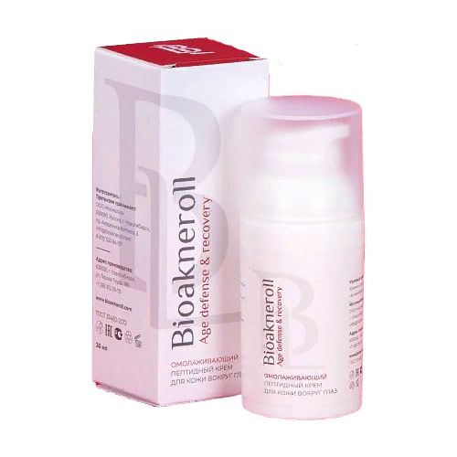Крем вокруг глаз Bioakneroll Age defense & recovery омолаживающий пептидный