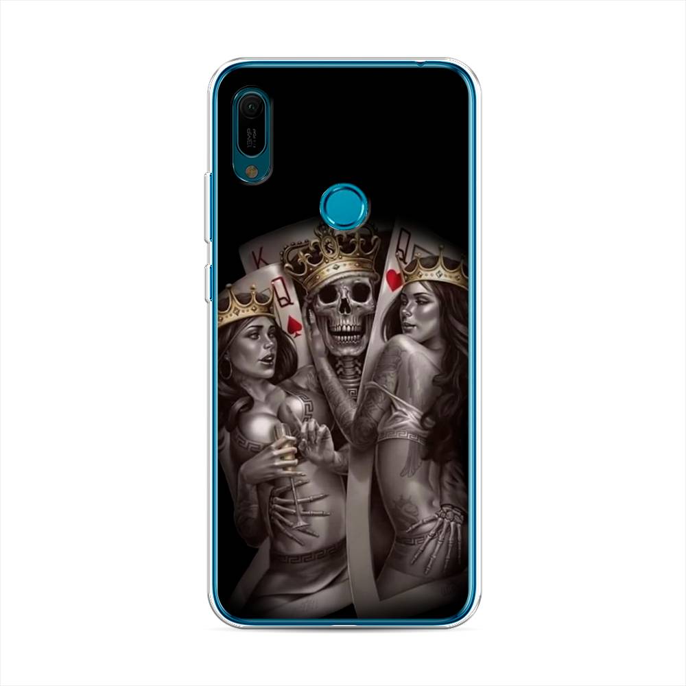 

Чехол на Huawei Y6 2019 "Карты король и королевы", Серый;желтый, 68650-6