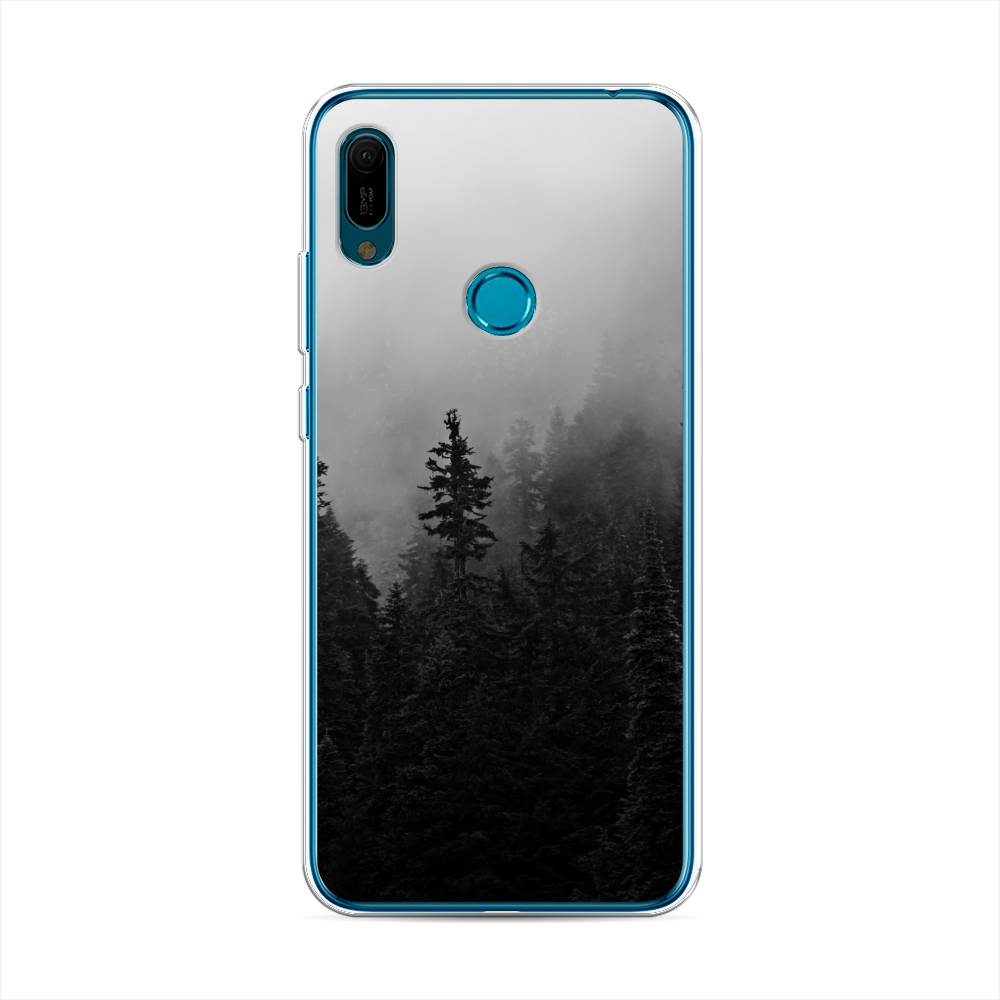 

Чехол на Huawei Y6 2019 "Туманный лес", Серый;черный, 68650-2
