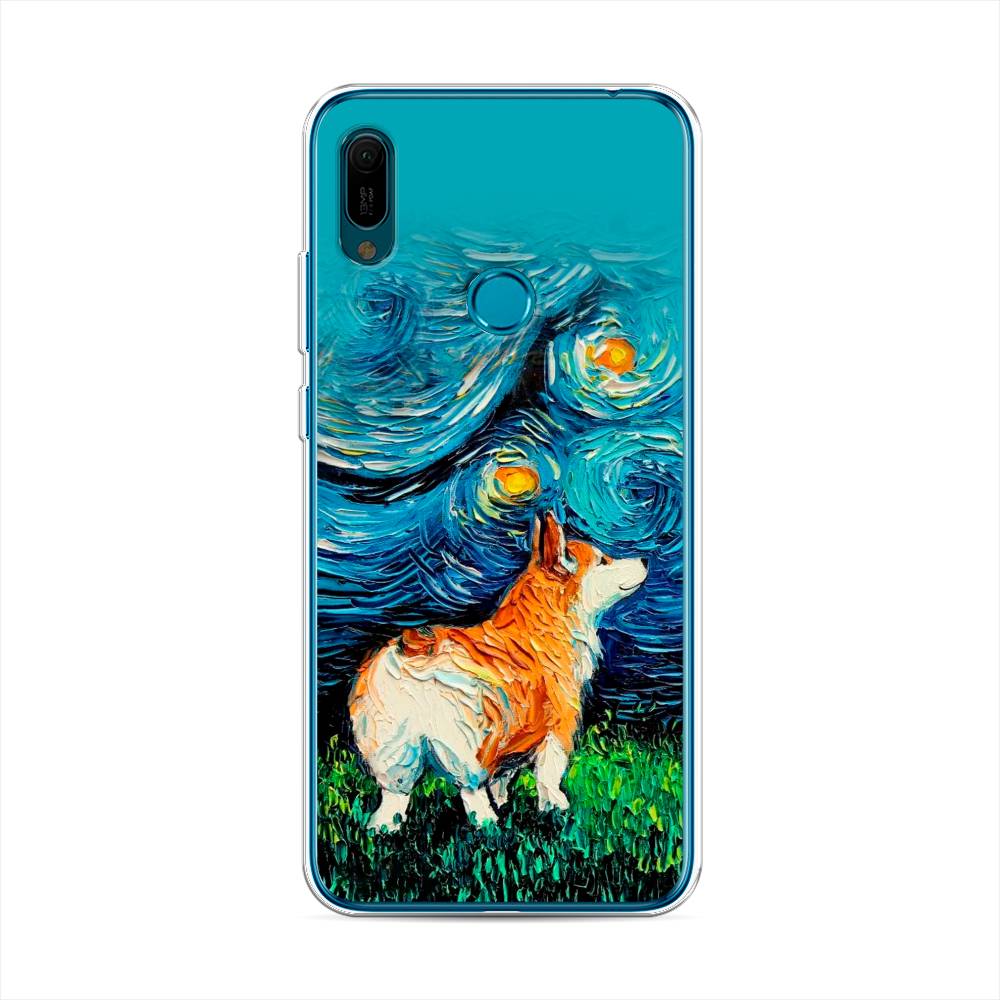 

Чехол на Huawei Y6 2019 "Корги звёздная ночь", Коричневый;белый;зеленый, 68650-1