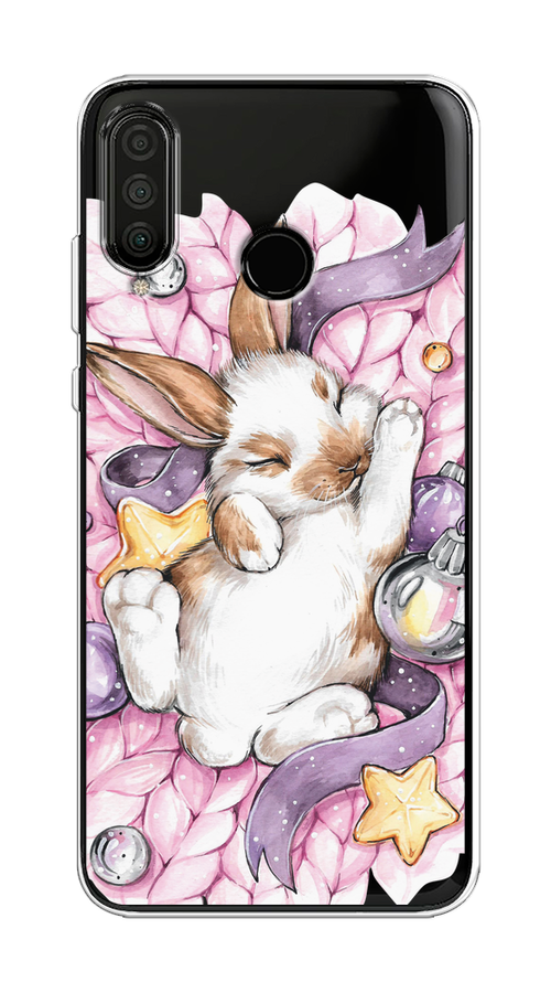 

Чехол на Huawei P30 Lite "Кролик спит", Розовый;белый, 67950-5