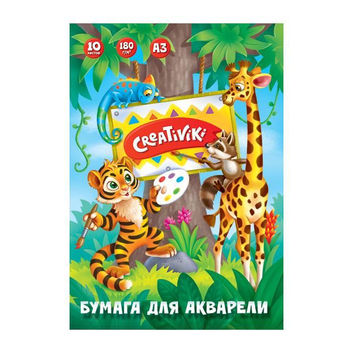 

Папка для акварели А3 10л Creativiki 180 г/кв.м 20шт, Разноцветный