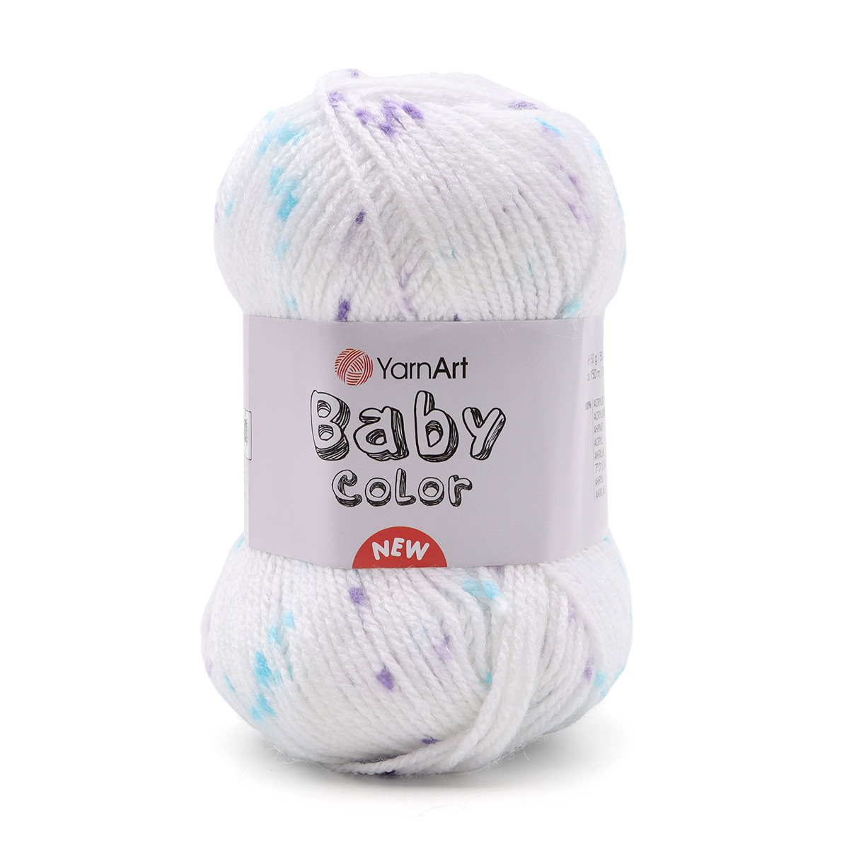 

Пряжа YarnArt 'Baby color', 50г, 150м (100% акрил) (201 принт), 5 мотков, Белый