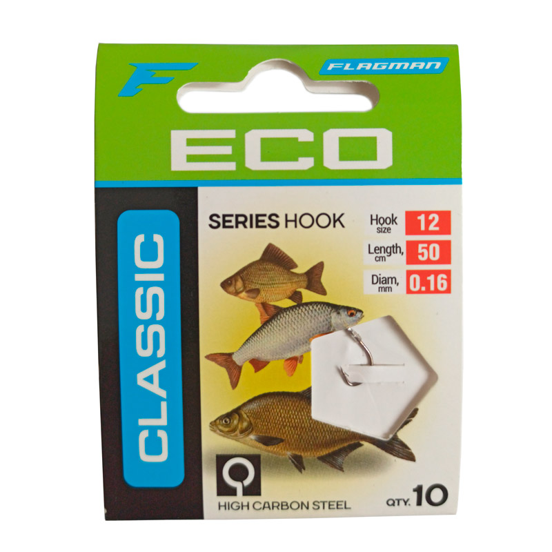 

Поводок рыболовный FLAGMAN Поводок готовый Classic Hooks To Nylon 4 16 10шт, CLHN4