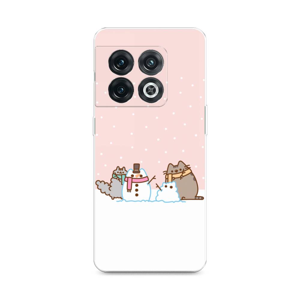 

Чехол на OnePlus 10 Pro 5G "Котики в снегу", Розовый;белый;серый, 152150-5