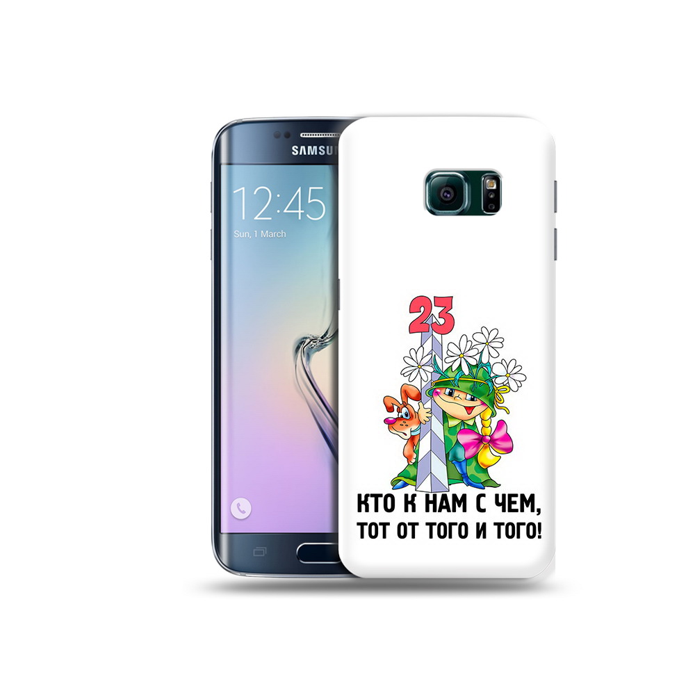 

Чехол MyPads Tocco для Samsung Galaxy S6 Edge 23 февраля мальчик с надписью, Прозрачный, Tocco