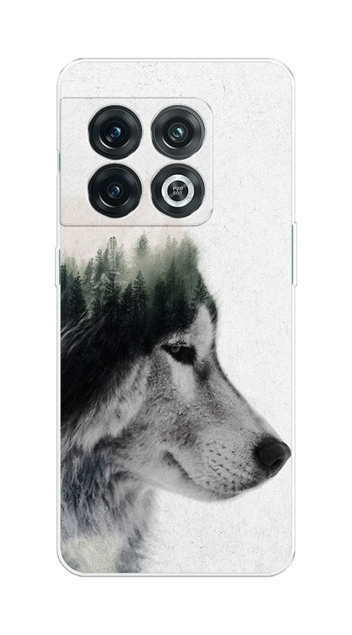 

Чехол на OnePlus 10 Pro 5G "Волк лес", Серый;белый, 152150-1