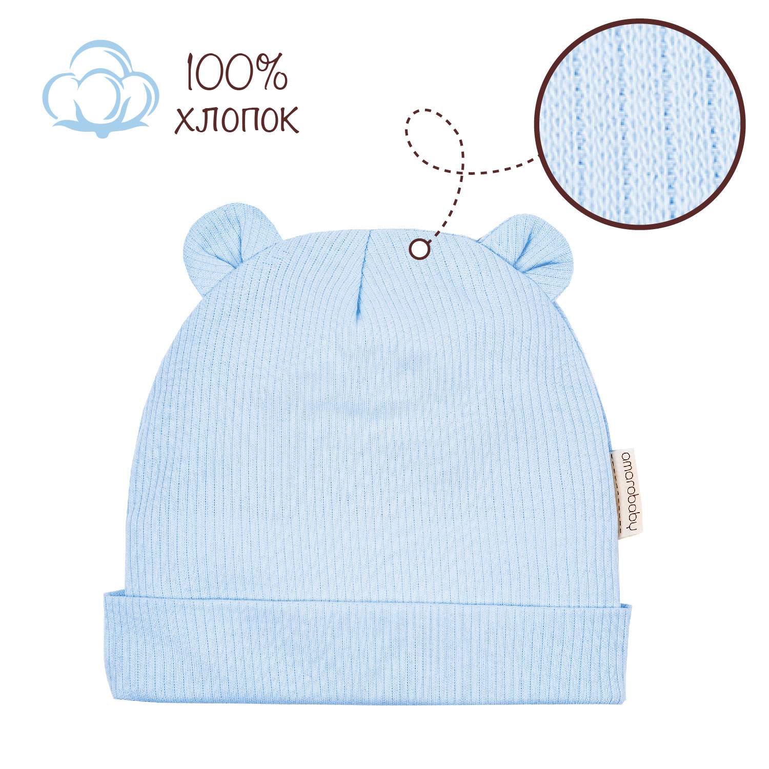 

Чепчик детский Amarobaby AB-OD22-NE16FBe цв. голубой р. 46, Fashion bear