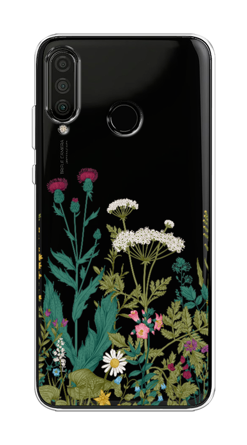 

Чехол на Huawei P30 Lite "Дикие полевые цветы", Зеленый;розовый;белый, 67950-2