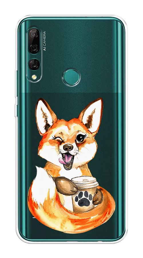 

Чехол на Huawei Y9 Prime 2019 "Подмигивающая лиса с кофе", Оранжевый;белый;коричневый, 611950-4
