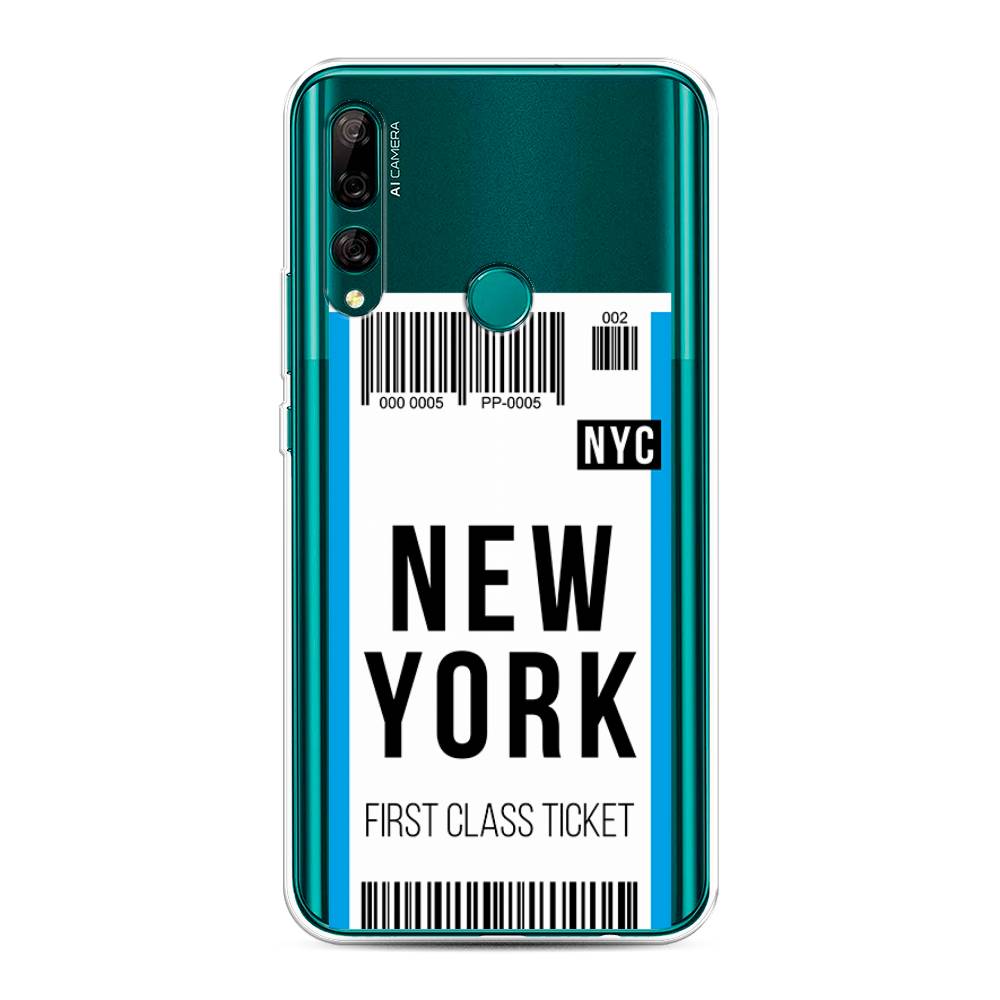 

Чехол на Huawei Y9 Prime 2019 "Билет в Нью-Йорк", Белый;голубой, 611950-6