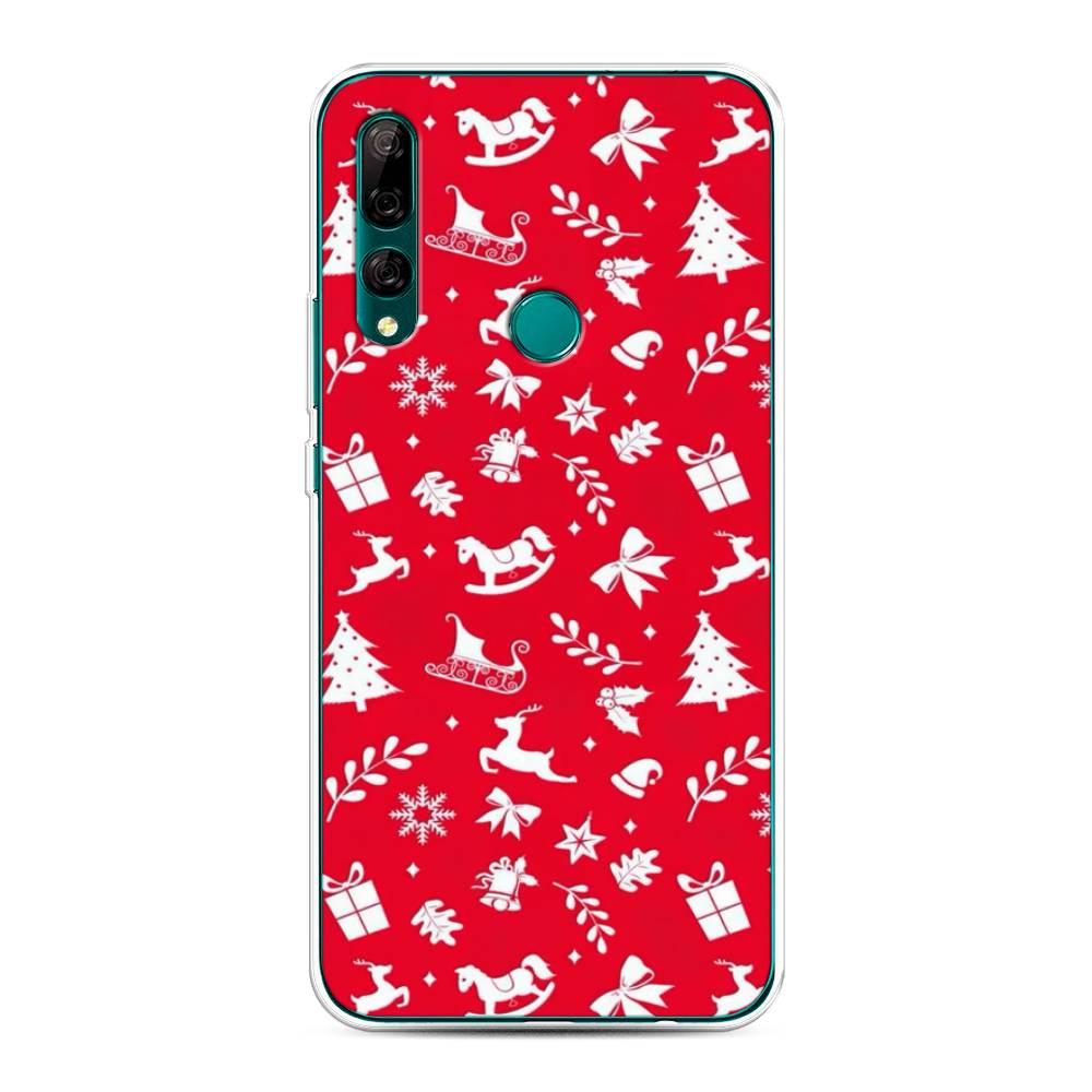 

Чехол на Huawei Y9 Prime 2019 "Красный новогодний фон", Красный;белый, 611950-5