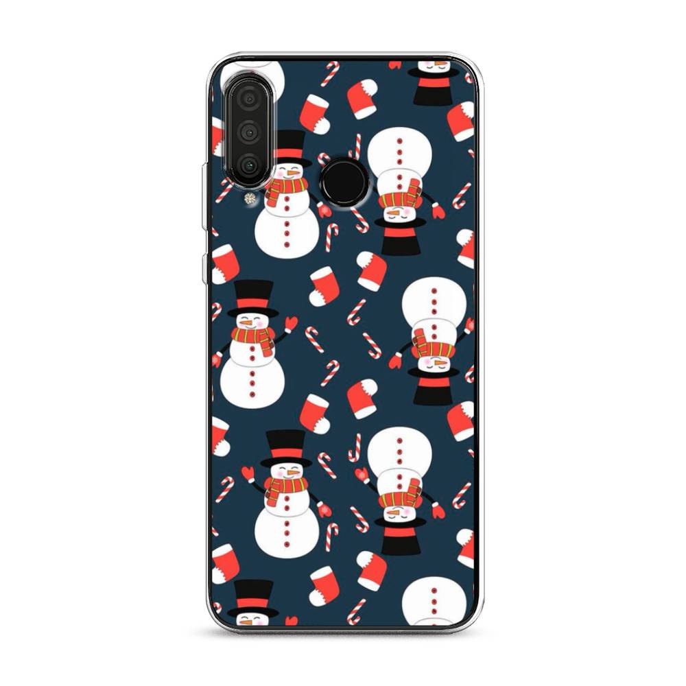 

Чехол на Huawei P30 Lite "Синие снеговики", Синий;белый;красный, 67950-5