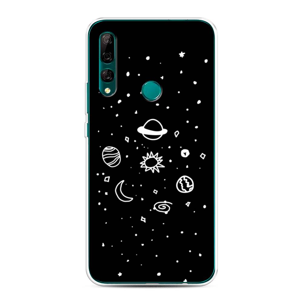 

Чехол на Huawei Y9 Prime 2019 "Дудл солнечной системы", Бежевый;серый, 611950-2