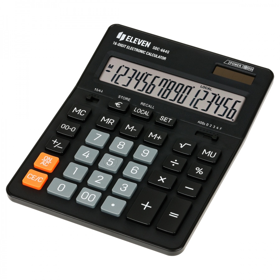Калькулятор настольный Eleven SDC-664S, 16 разрядов, черный