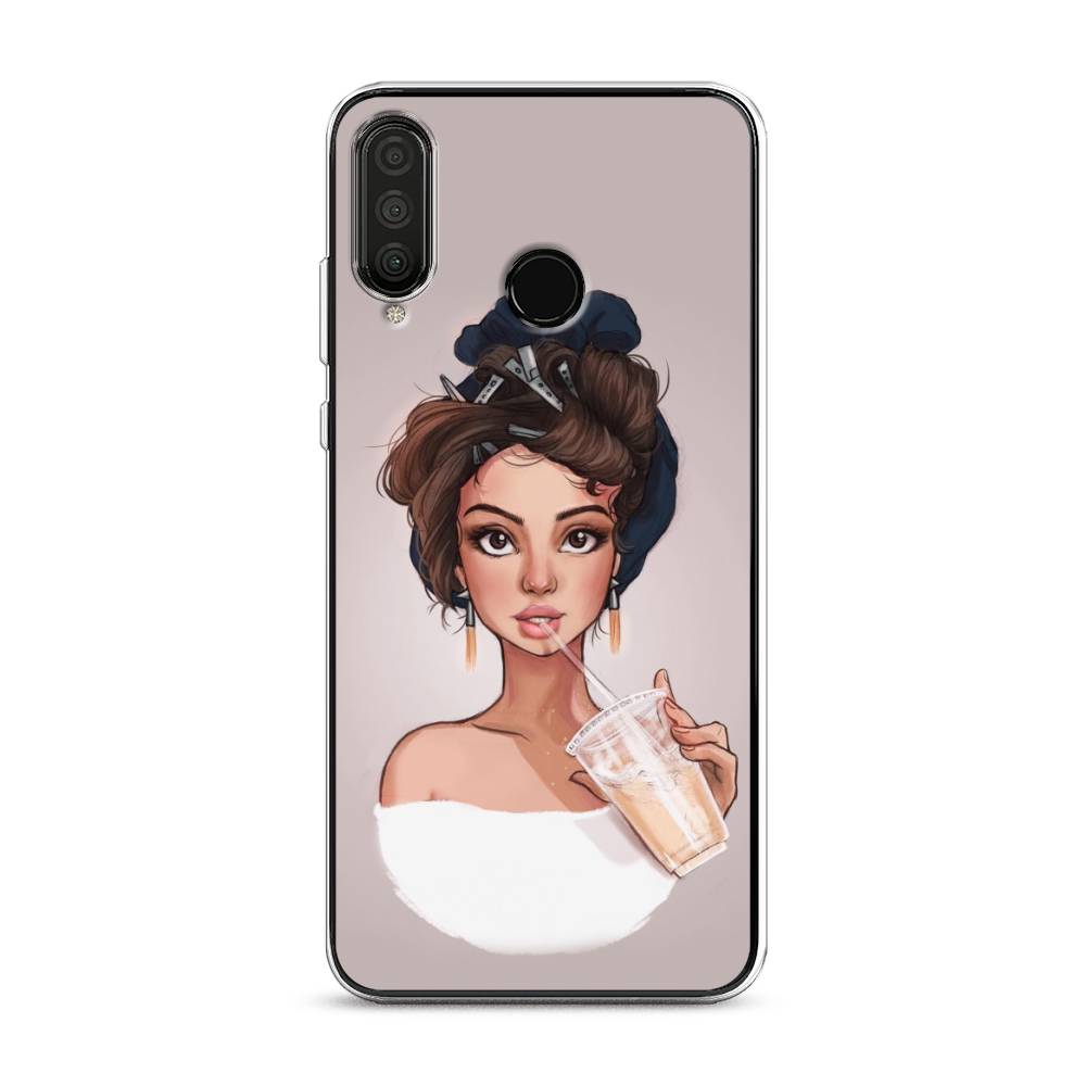

Чехол на Huawei P30 Lite "Девушка с фраппе", Серый, 67950-6