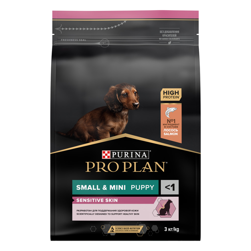 

Сухой корм для щенков PRO PLAN OptiDerma Small & Mini Puppy, для мелких пород, лосось, 3кг, OptiDerma Small & Mini Puppy
