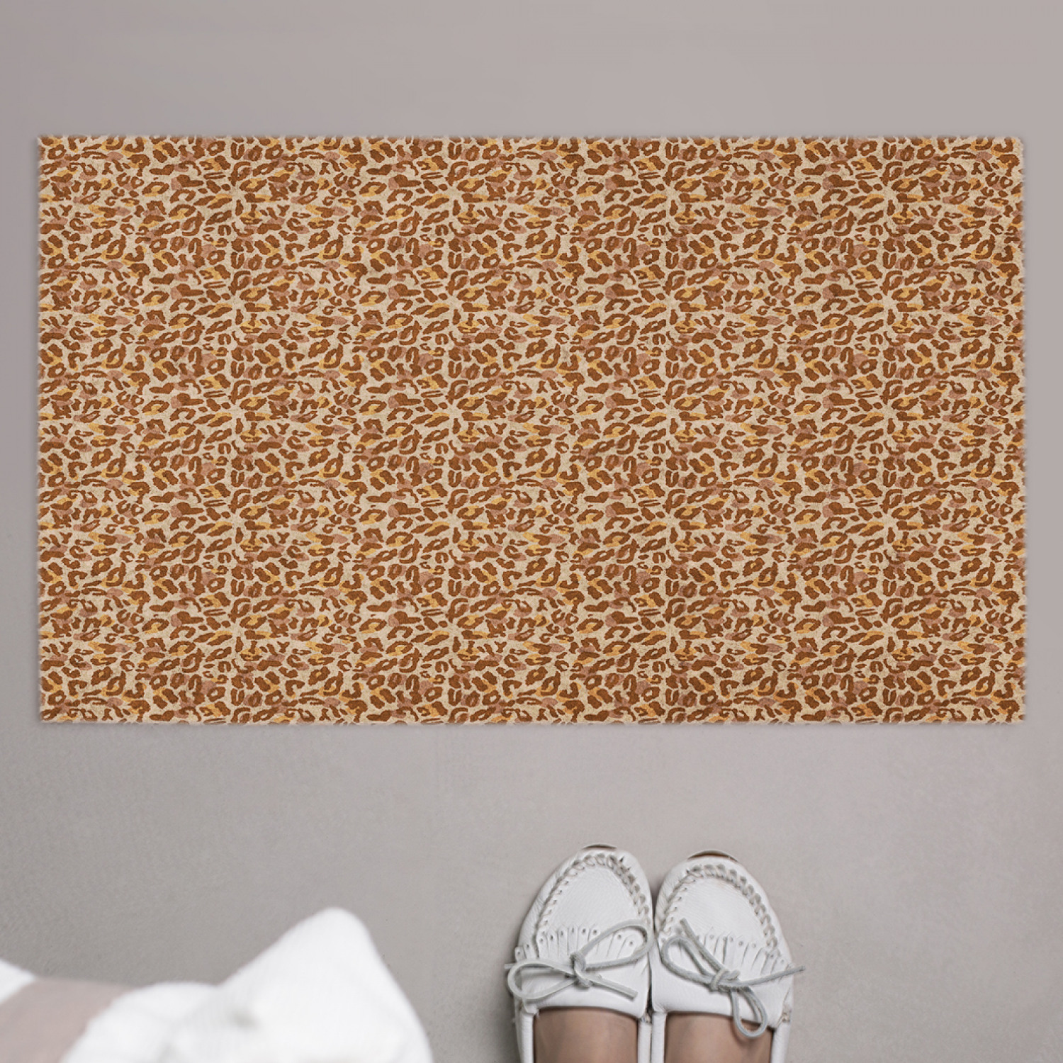 фото Придверный коврик joyarty "леопардовая пятнистость" резиновая основа 75x45 см