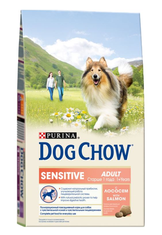 фото Сухой корм для собак dog chow sensitive, с чувствительным пищеварением, лосось, 2,5кг