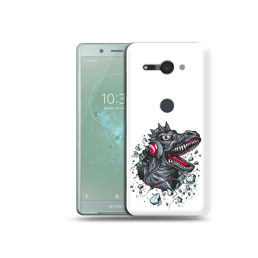 

Чехол MyPads Tocco для Sony Xperia XZ2 Compact Нарисованный динозавр в наушниках, Прозрачный, Tocco