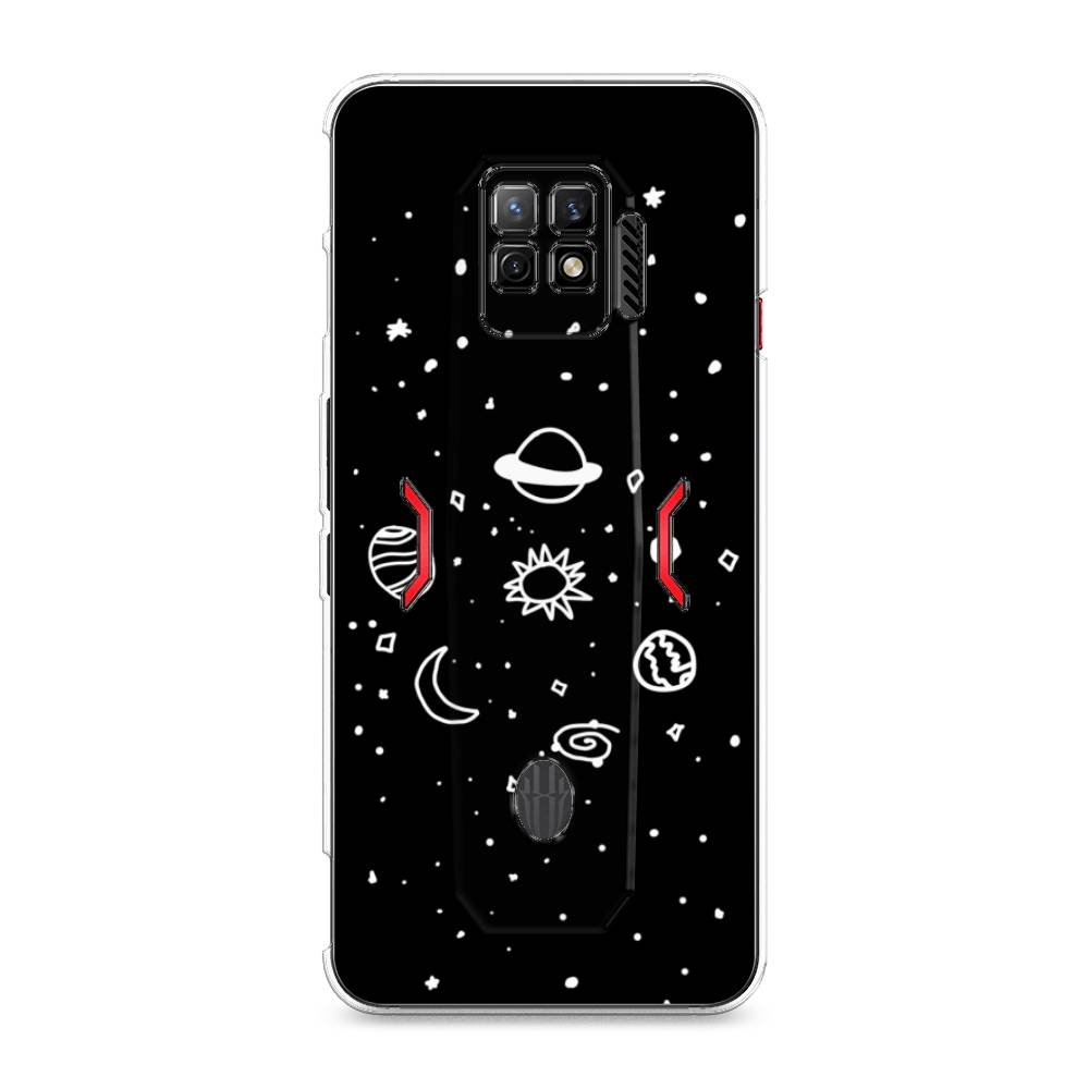 

Чехол на ZTE Nubia Red Magic 7 Pro "Дудл солнечной системы", Бежевый;серый, 136050-2