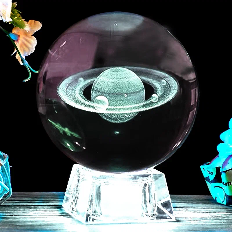 фото Светильник 3d хрустальный шар большой (диаметр 7 см) "юпитер" белый qvatra